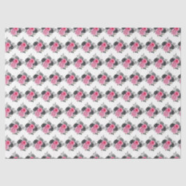 Papel De Seda Hot Pink and Silver Elegant Flowers