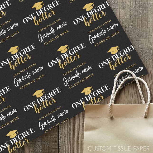 Papel De Seda Hotter de un grado - Graduación de oro negro (Graduation Tissue Paper)