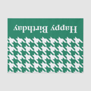 Papel De Seda Houndstooth elegante esmeralda con el texto de