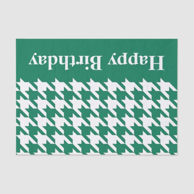 Papel De Seda Houndstooth elegante esmeralda con el texto de (Anverso)