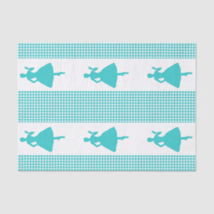 Papel De Seda Houndstoth turquesa moderno con Silueta de Moda