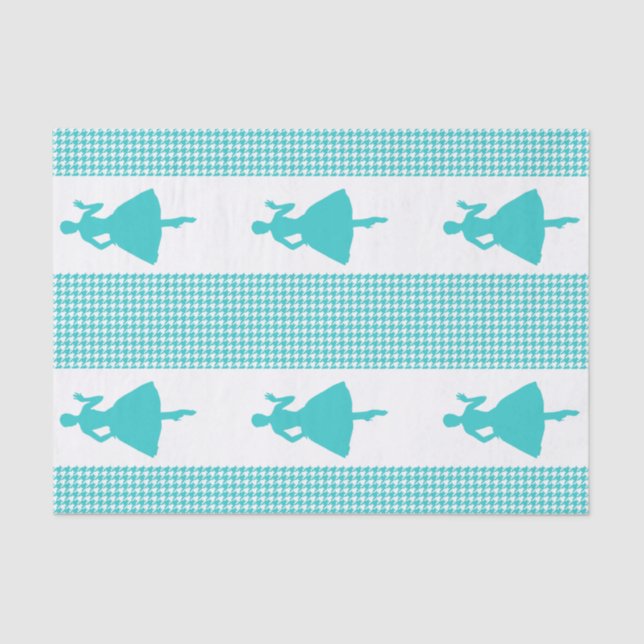 Papel De Seda Houndstoth turquesa moderno con Silueta de Moda (Anverso)