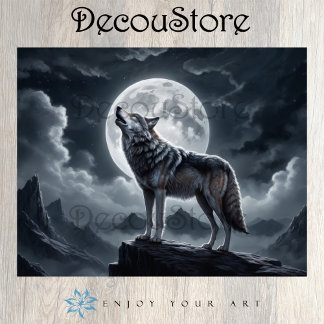 Papel De Seda Howling Wolf Under the Full Moon - Desnudo