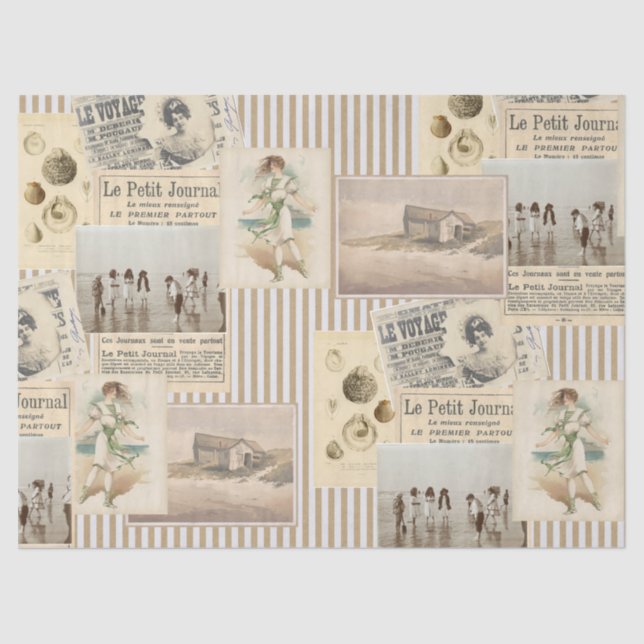 Papel De Seda Huella de desconchado de la vieja escuela costera  (Anverso)