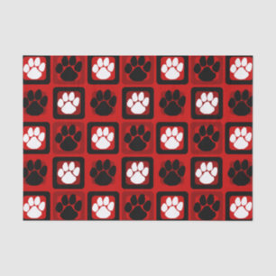 Papel De Seda Huella repetitiva roja, blanca y negra