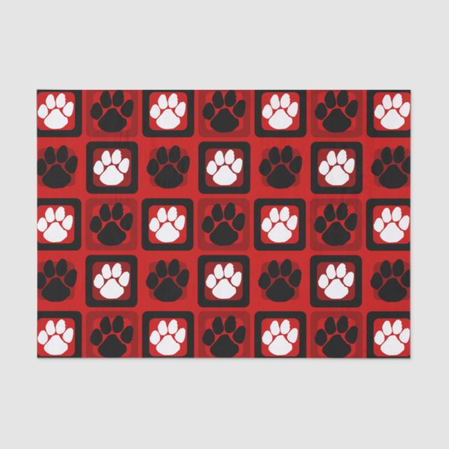 Papel De Seda Huella repetitiva roja, blanca y negra (Anverso)