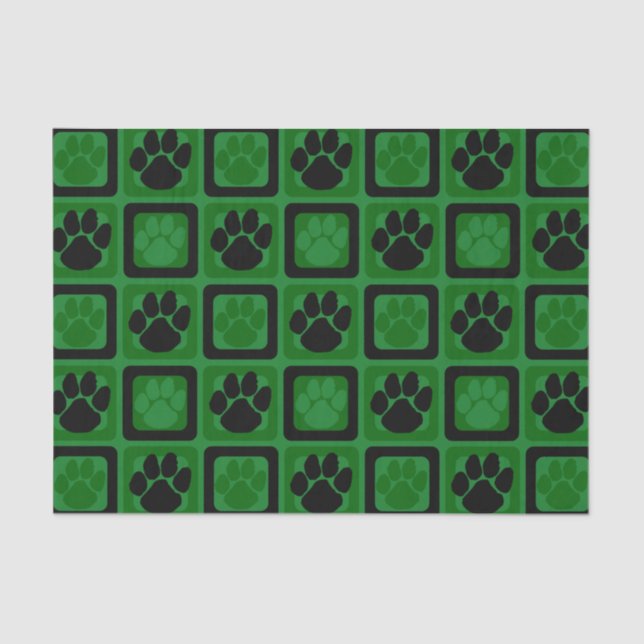 Papel De Seda Huella repetitiva verde y negra (Anverso)