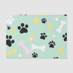 Papel De Seda Huellas de patas de perro huesos patrón