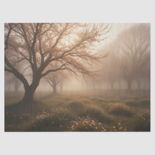 Papel De Seda Huerto de niebla en primavera (Anverso)