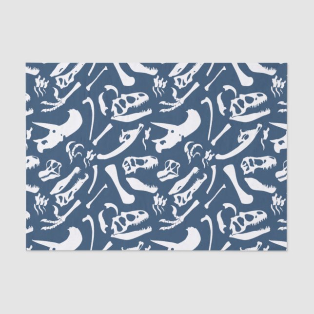 Papel De Seda Huesos de dinosaurio (azules) (Anverso)