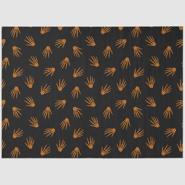 Papel De Seda Huesos Naranjas de Halloween modernos (Anverso)