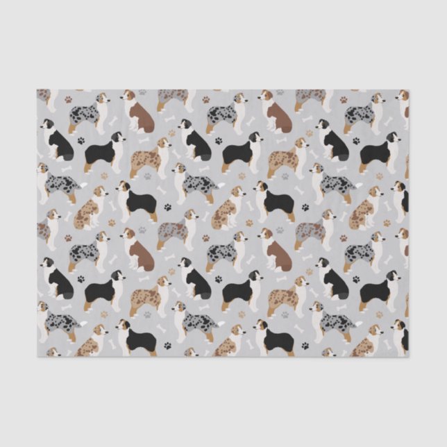 Papel De Seda Huesos y patas de pastor australianos (Anverso)