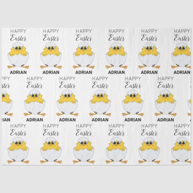 Papel De Seda Huevo de Semana Santa y pollo personalizados Feliz (Anverso)