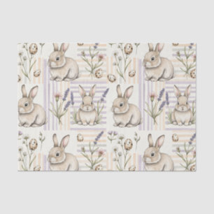 Papel De Seda Huevo floral de lavanda con conejo de primavera