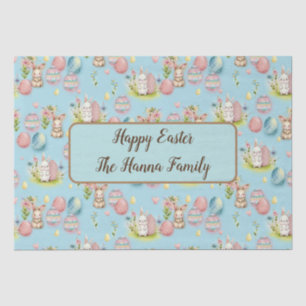 Papel De Seda Huevos de Pascua Cute Acuarela, Conejito y Floral