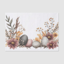 Papel De Seda Huevos de Pascua de la acuarela silenciosa con flo