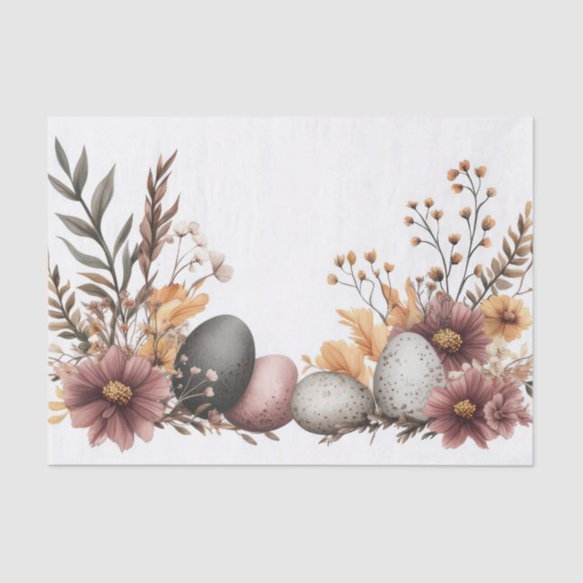 Papel De Seda Huevos de Pascua de la acuarela silenciosa con flo (Anverso)