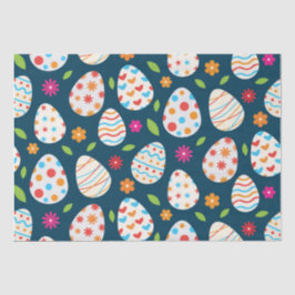 Papel De Seda Huevos decorativos de Pascua con flores y hojas