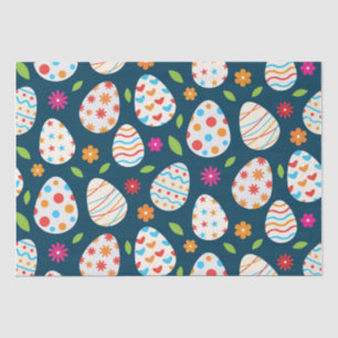 Papel De Seda Huevos decorativos de Pascua con flores y hojas