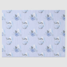 Papel De Seda Huevos y flores azules en la descomposición azul