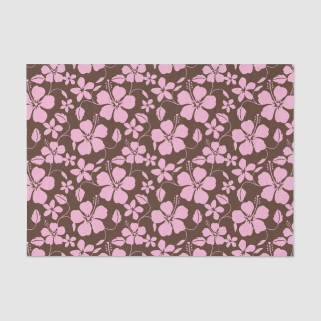 PAPEL DE SEDA HULA HAWAIANA (HIBISCO) MARRÓN/ROSA (Anverso)