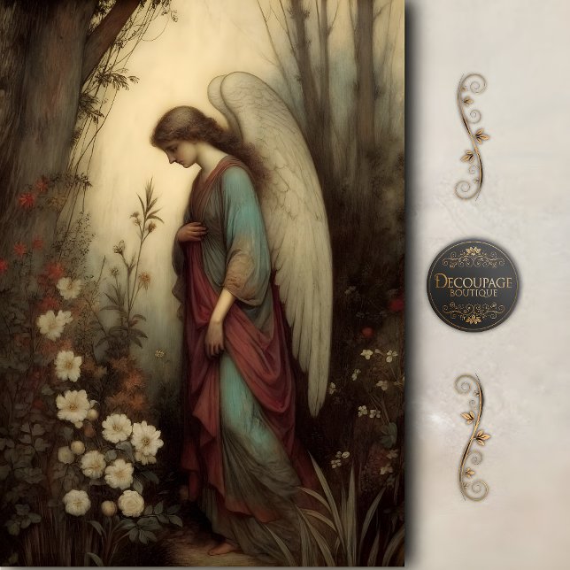 Papel De Seda Humble Woodland Angel Floral Prayer Decoupage (Humble Woodland Angel Floral Prayer Decoupage)
