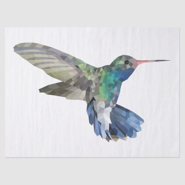 Papel De Seda Hummingbird Bird Arte de estilo poligonal (Anverso)