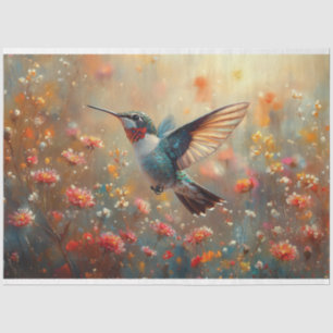 Papel De Seda Hummingbird Floral con trompeta de rubí