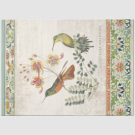 Papel De Seda Hummingbird Floral Decoupage de la Vieja Chinoiser