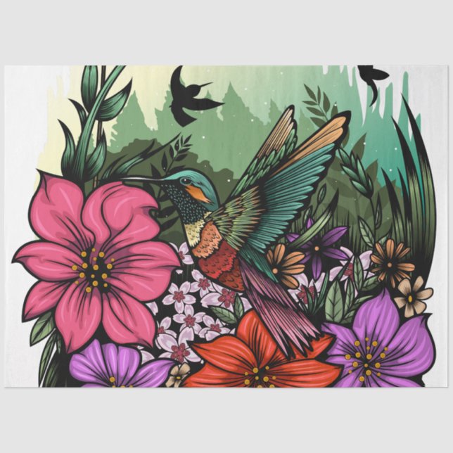Papel De Seda Hummingbird Garden (Anverso)