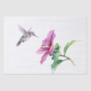 Papel De Seda Hummingbird Hibiscus Fower Watercolor