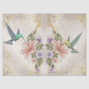 Papel De Seda Hummingbirds, Flores y trabajo en desplazamiento D
