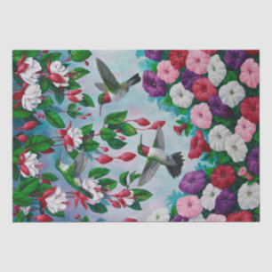 Papel De Seda Hummingbirds y Flores