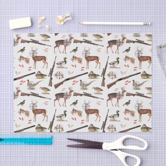 Papel De Seda Hunting Wildlife Outdoorsman Pattern (Artesanía)