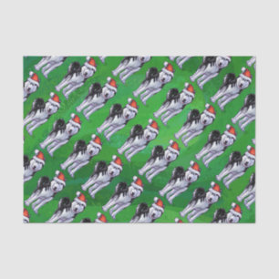 Papel De Seda Husky festivo en Santa Hat en Green