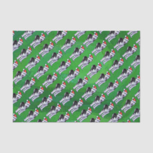 Papel De Seda Husky festivo en Santa Hat en Green