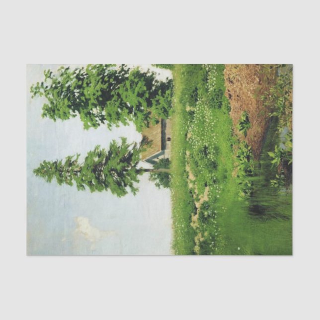 Papel De Seda Hut on the Meadow de Isaac Levitan (Anverso)