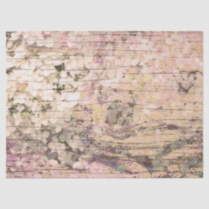 Papel De Seda Hydrangea Floral Sepia Tan País Vintage Madera