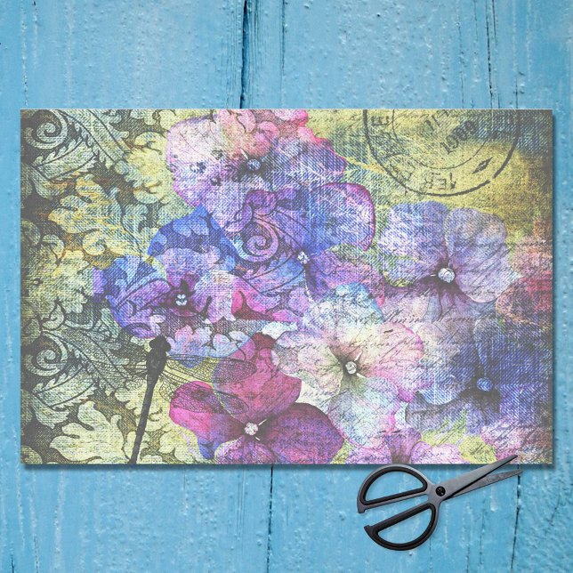 Papel De Seda Hydrangea Petals Decoupage de la efemera floral (Subido por el creador)