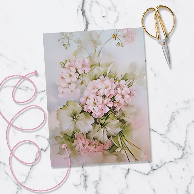 Papel De Seda Hydrangea rosa Fairy Garden Floral (Subido por el creador)