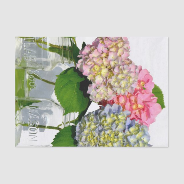 Papel De Seda Hydrangea y Mason jar (Anverso)