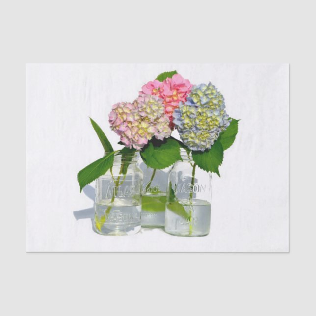 Papel De Seda Hydrangeas y Mason jar (Anverso)