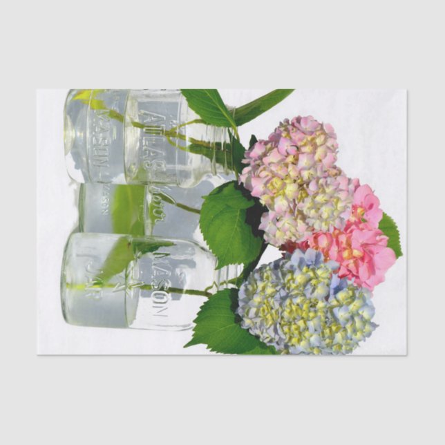 Papel De Seda Hydrangeas y Mason jar (Anverso)