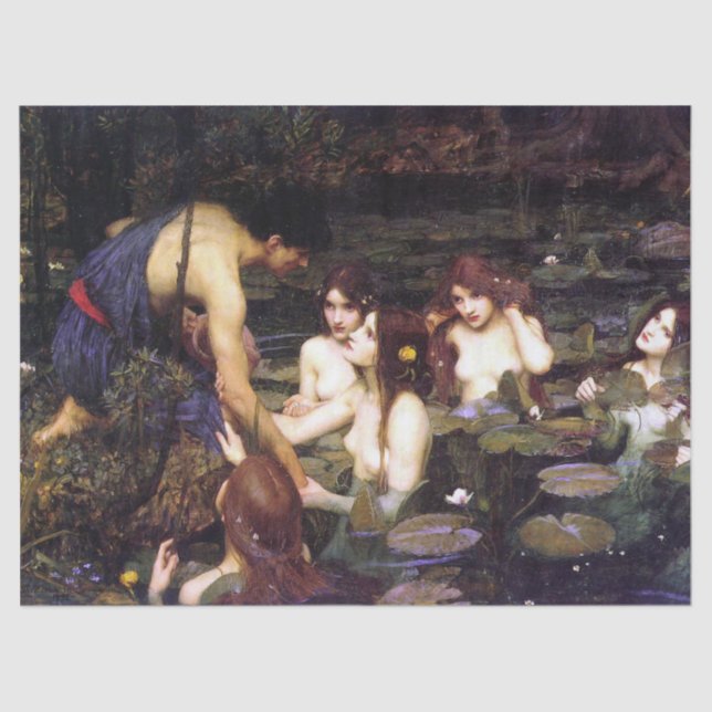 Papel De Seda Hylas y los Ninfs, por J W Waterhouse Decoupage (Anverso)
