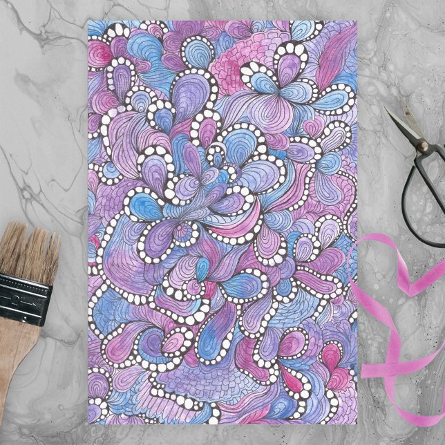 Papel De Seda Hypnotic Abstract Hand Drawn Purple Organrls Swirl (Subido por el creador)