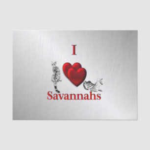 Papel De Seda I Heart Savannah Cat Silver