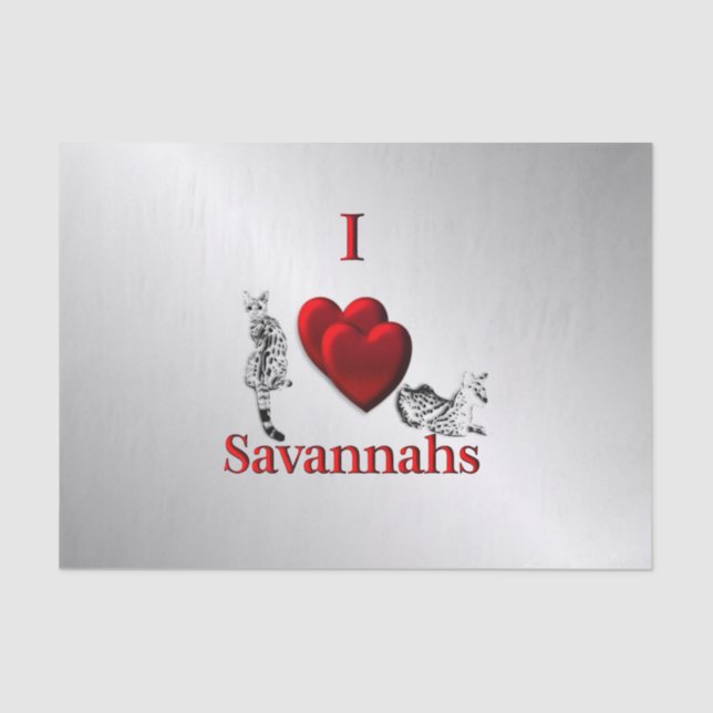 Papel De Seda I Heart Savannah Cat Silver (Anverso)
