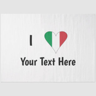 Papel De Seda I (Italian Flag Heart Love) Your Text