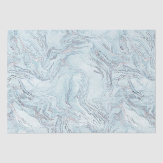 Papel De Seda Ice Blue Silver Marble Glitz (Anverso)
