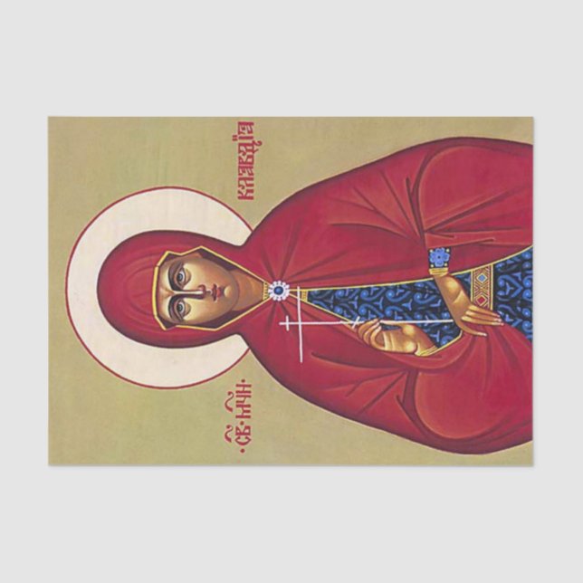 Papel De Seda Ícono cristiano ortodoxo de Santa Claudia (Anverso)